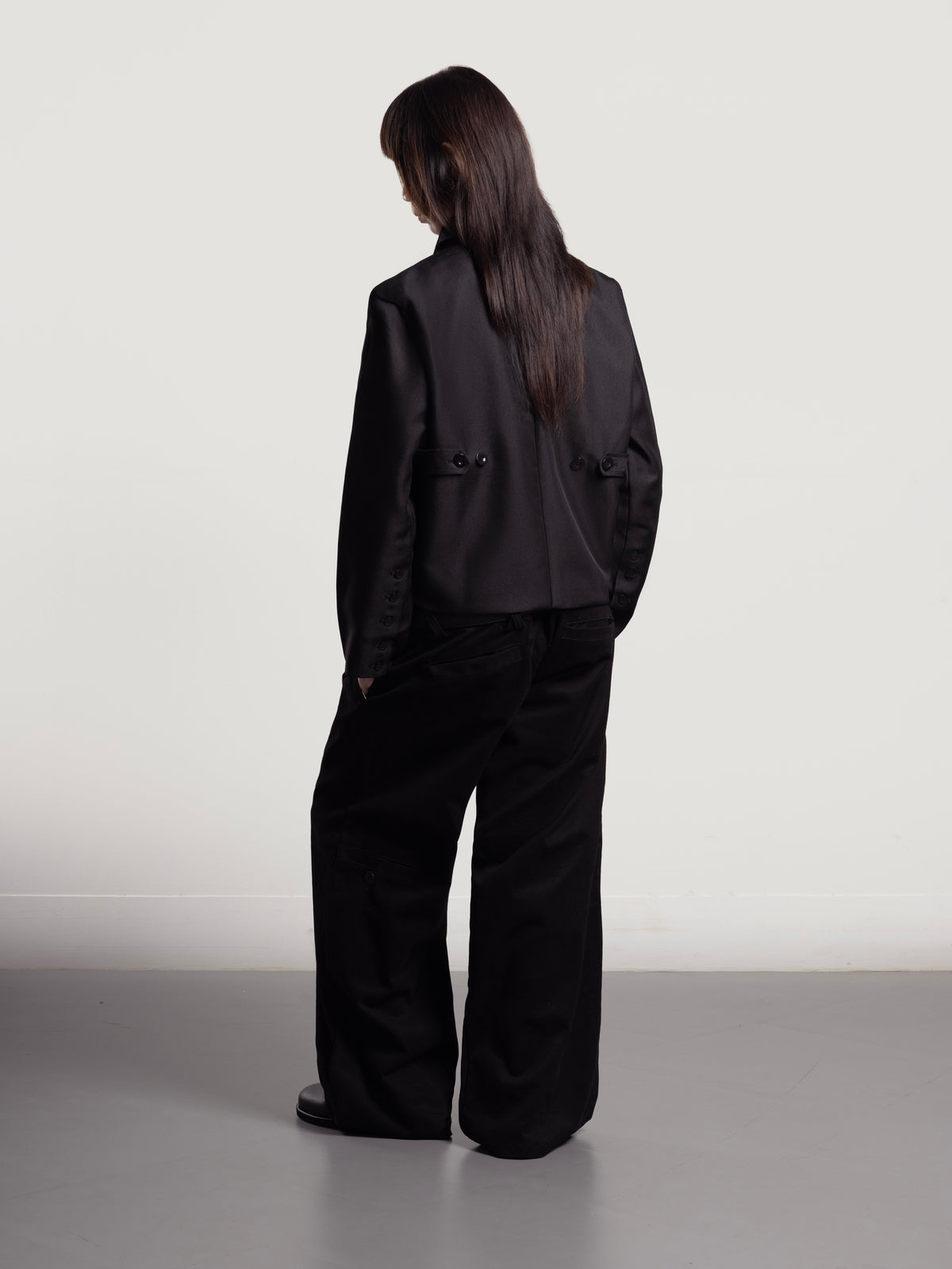 Multi Button Cropped Jacket in Black