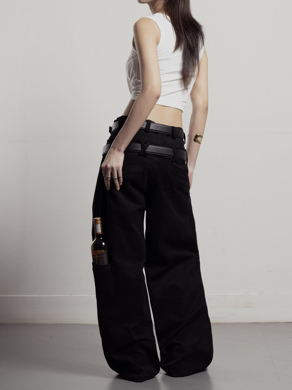 x-Double Waist Wide Pants